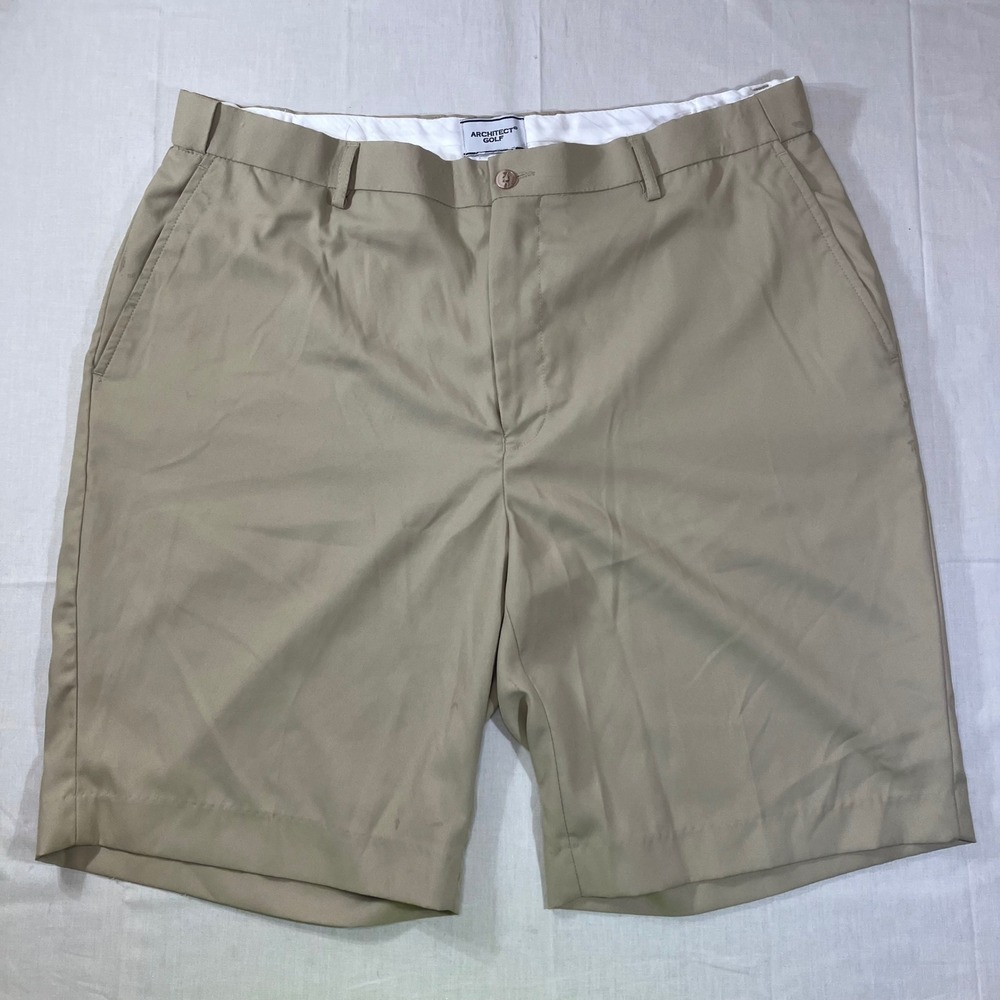 Architect Golf Mens 40W Khaki Tan Performance Stretch Flat Front Shorts Solid